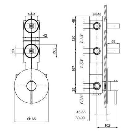 Смеситель для душа Fantini Venezia 29 02 N202SB встраиваемый в стену хром с термостатом