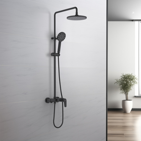 Душевая стойка Aquatek БЕТТА AQ2140MB настенная цвет черный матовый