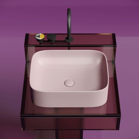 Раковина из сантехнического фарфора Ceramica Nova ELEMENT CN6052MP 50х40 накладная цвет розовый без отверстий под смеситель