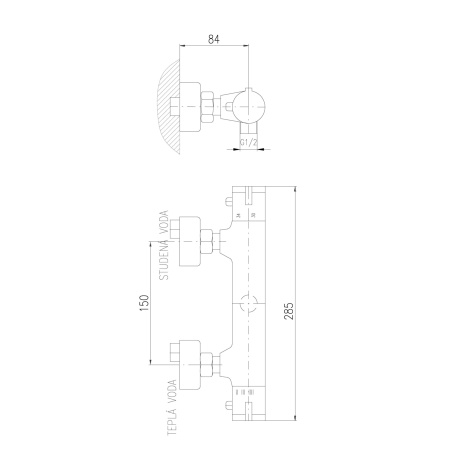 Смеситель для душа RavSlezak Termo TRM80.5CMAT настенный черный матовый/хром