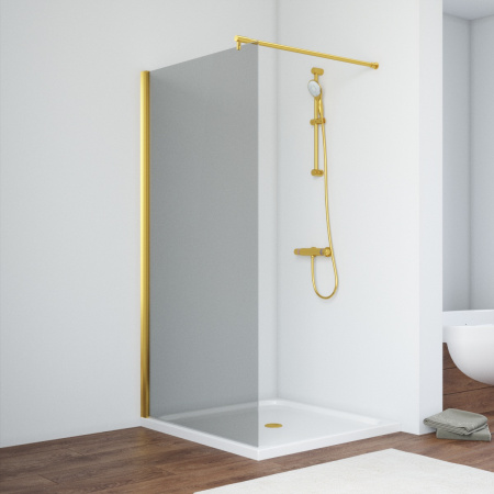 Душевая перегородка Vegas-Glass EAF TUR+NOVO EAF TUR NOVO 96 09 07 96х200 стекло тонированное профиль золото глянцевое