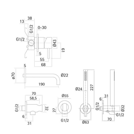 Смеситель для душа Cisal Xion XI001101D1 встраиваемый в стену нержавеющая сталь