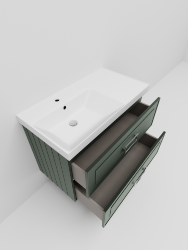 Тумба с раковиной La Fenice Cubo TWIN NFNC-01-CUB-G-90-2-3-90-2L 91х62х49 подвесная цвет серо-зеленый - фото 5