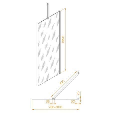 Боковая стенка RGW 06221408-11 80х195 стекло прозрачное профиль хром
