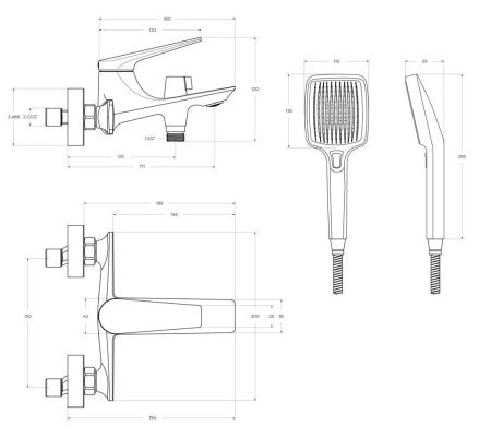 Смеситель Cezares LINER LINER-VD-GM настенный вороненая сталь