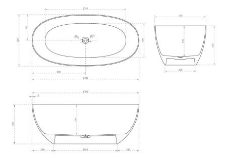 Ванна карбоновая Abber Karbon AK9001-1.7 170х75 отдельностоящая овальная