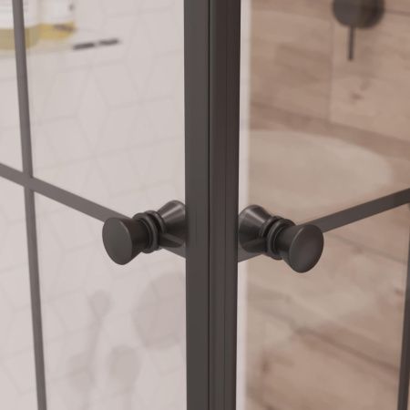 Душевой уголок Niagara Nova _01901412 90х90 стекло с рисунком профиль черный с поддоном