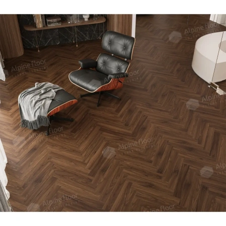 Ламинат Alpine Floor Herringbone 12 LF105-12 Орех Трентино толщина 1.2 см 34 класс 600х100