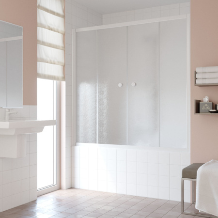 Душевая шторка на ванну Vegas-Glass Z2V TUR+NOVO Z2V NOVO 195 01 02 195х140 стекло рифленое профиль белый ориентация универсальная