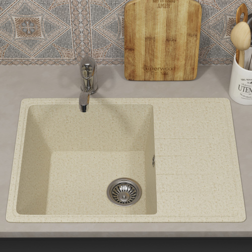 Кухонная мойка Uperwood ECON UPD-506 4910201240 60х42 цвет слоновая кость поверхность матовая - фото 3