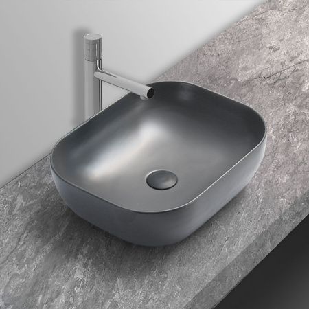 Раковина из сантехнического фарфора Vincea VBS-101MG 50х40 накладная цвет серый без отверстий под смеситель