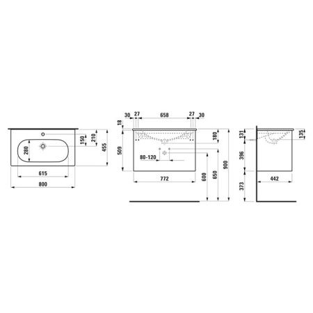 Тумба с раковиной Laufen LUA 8.6008.7.260.104.1 80х50 цвет белый