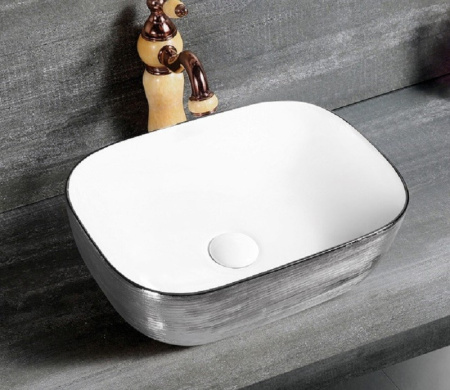 Раковина из санфаянса CeramaLux D1333H131 46х33 накладная цвет белый