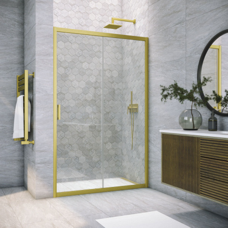 Душевая дверь Vegas-Glass ZP TUR+NOVO ZP NOVO h2000 180 03 crystalvision 180х200 стекло прозрачное профиль золото матовое