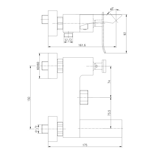 Смеситель для ванны LeMark Contest LM5814CW настенный белый/хром - фото 2