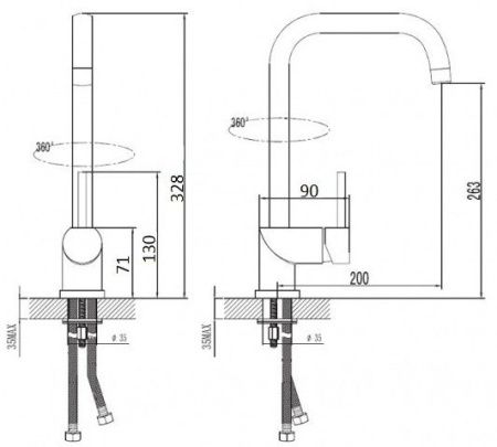 Смеситель для кухни Esko Kitchen K5 на столешницу хром