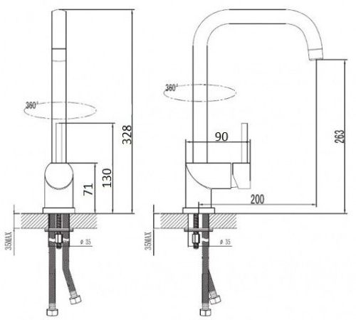 Смеситель для кухни Esko Kitchen K5 на столешницу хром - фото 3