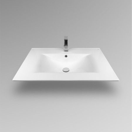 Раковина из сантехнического фарфора Bond Cube S05-800 80х50 встраиваемая цвет белый 1 отверстие под смеситель