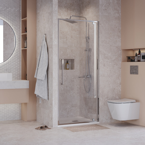 Душевая дверь Niagara Nova NG-66-8A 80х195 стекло прозрачное профиль хром глянцевый - фото 3