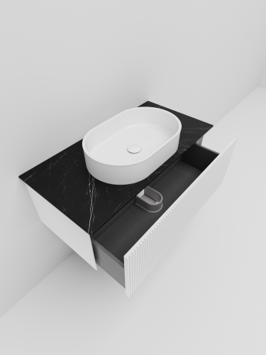 Тумба со столешницей La Fenice TERRA NFNC-01-TER-B-80-3-GB 81х36х47 подвесная цвет белый - фото 3