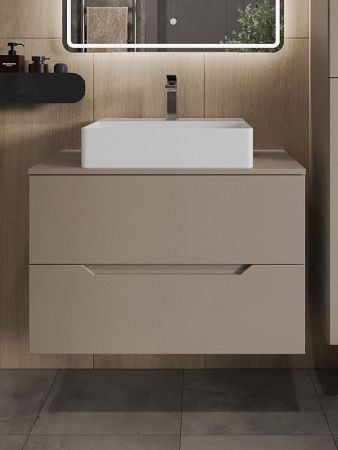 Тумба с раковиной Orange Line Li-80TuLMDF+B04-500W 80х50 цвет бежевый