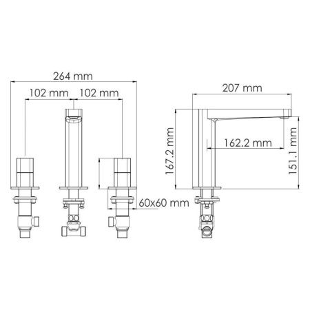 Смеситель для раковины Wasserkraft Nuthe 9100 9135 встраиваемый в стену черный