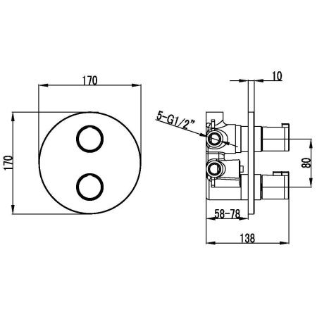 Смеситель для ванны и душа LeMark Yeti LM7828C встраиваемый в стену хром с термостатом