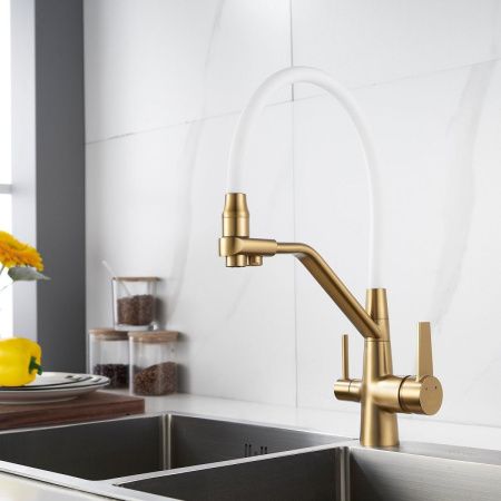 Смеситель для кухни Rose R558G на мойку золото