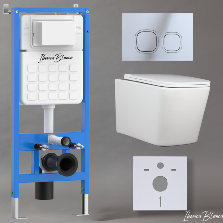 Комплект унитаз с инталляцией и клавишей смыва Iberica Blanca TOLEDO ALTO IB001.TLA.231.833