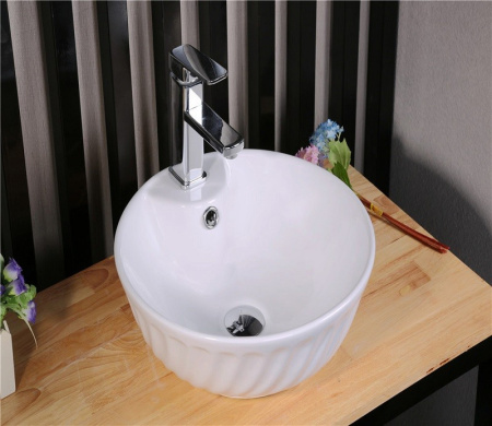 Раковина из санфаянса CeramaLux 9074 41х41 накладная цвет белый 1 отверстие под смеситель