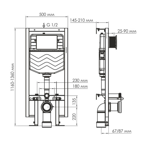 Инсталляция для унитаза WasserKRAFT  56TLT.010.ME - фото 3