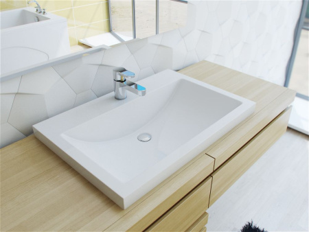 Раковина из литьевого мрамора Эстет Монако ФР-00014950 70х48 накладная цвет белый 1 отверстие под смеситель