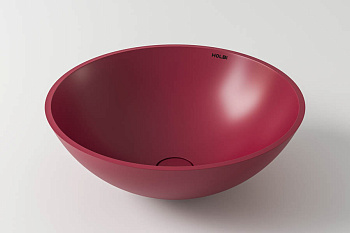 Раковина из искусственного камня Holbi DEMETER 1.02.016.11.3 41х41 накладная цвет красный матовый