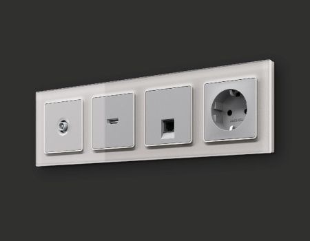 Комплект механизма компьютерной розетки RJ-45(8P8C) CAT6 со шторкой Ambrella Volt Alfa (Алфа) MA412010
