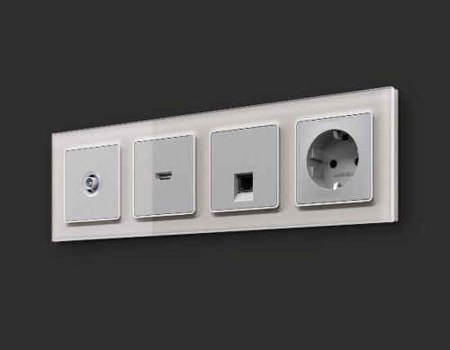 Комплект механизма TV розетки проходной 5-1000 MHz 4dB Ambrella Volt Alfa (Алфа) MA413030 - фото 2