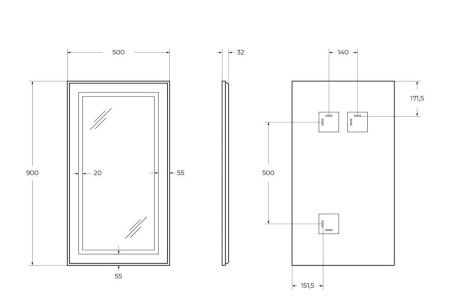 Зеркало с подсветкой BelBagno Kraft SPC-KRAFT-500-900-SENS-NERO 50х90 подвесное