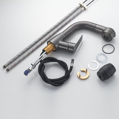 Смеситель Raffine F291T на раковину оружейная сталь - фото 4