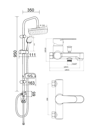 Душевая стойка OneLife P07-844cr настенная цвет хром