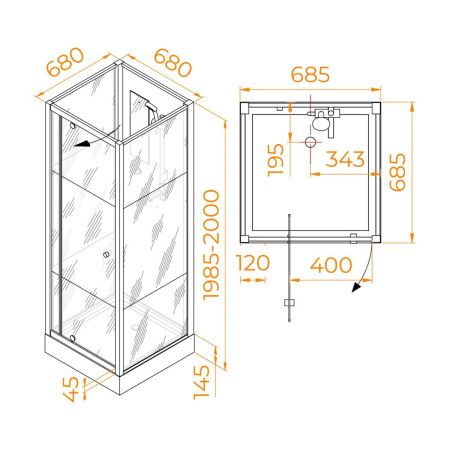 Душевая кабина RGW Andaman 411320777-95 70х70 квадратная без крыши ориентация универсальная