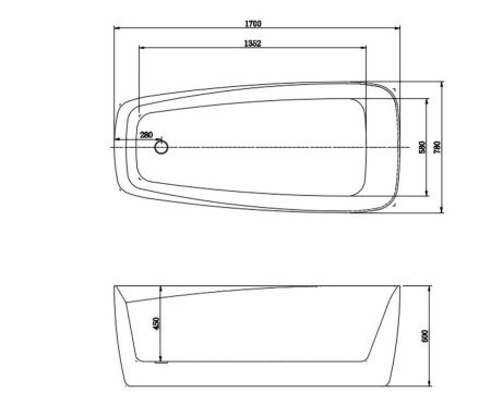 Ванна акриловая Aquatek ПАОЛА AQ-190778 170х80 отдельностоящая прямоугольная с ножками