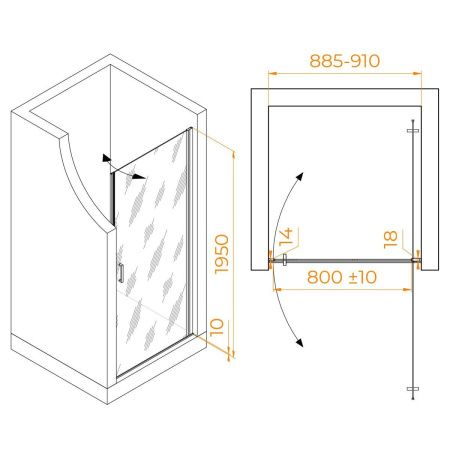 Душевая дверь RGW Leipzig 351200309-11 90х195 стекло прозрачное профиль хром
