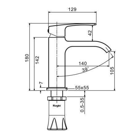 Смеситель Raglo R02 R02.10.09 на раковину графит