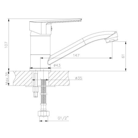 Смеситель для кухни Voda HI 15 на мойку хром