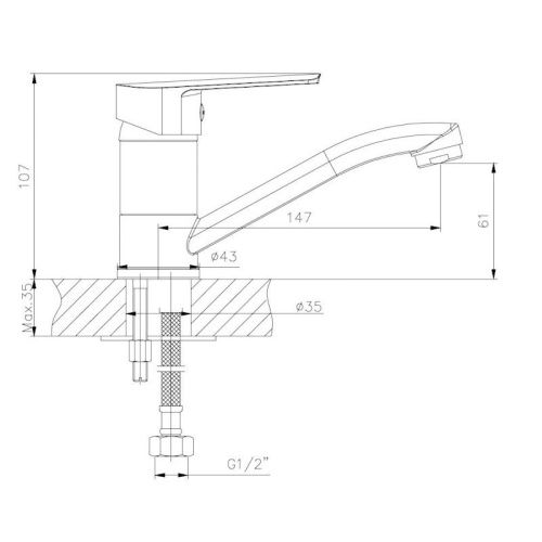 Смеситель для кухни Voda HI 15 на мойку хром - фото 3