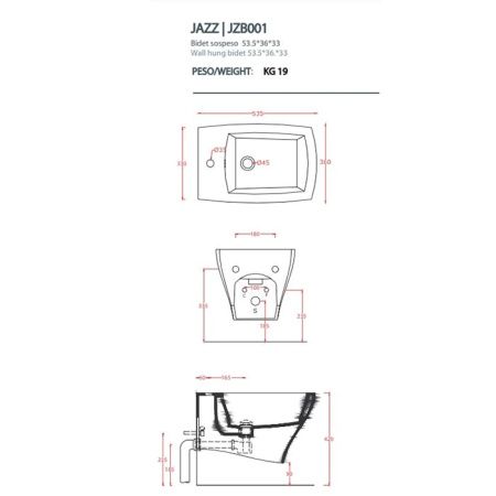 Биде подвесное Artceram JAZZ JZB001 01 00 цвет белый
