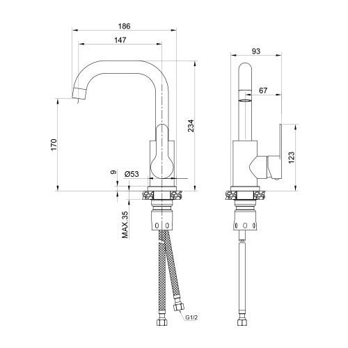 Смеситель WesnaArt Eko EKO05-250 на раковину сатин - фото 2