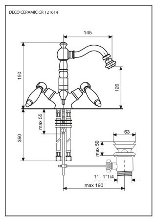 Смеситель Emmevi Deco Ceramic 121614/CR на биде хром