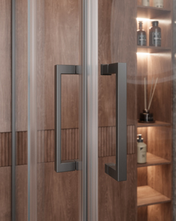 Душевой уголок Cezares MOLVENO MOLVENO-A-22-90+30-C-GM-IV 120х120 стекло прозрачное профиль оружейная сталь без поддона