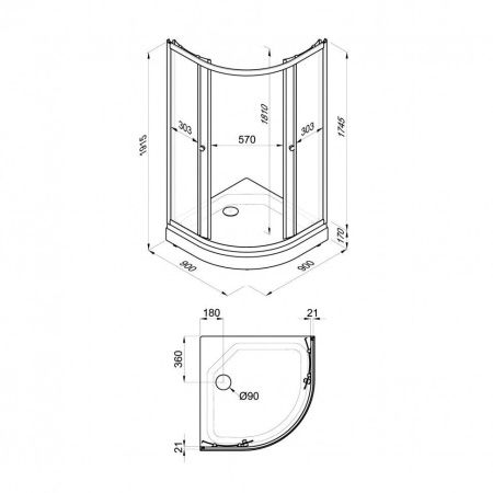 Душевой уголок Тритон Стандарт Щ0000061805 90х90 стекло с рисунком профиль белый с поддоном