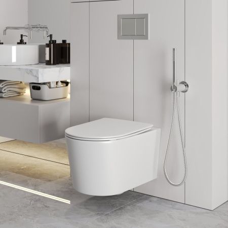 Унитаз подвесной Grossman Торнадо GR-4499MSQ белый с сиденьем микролифт безободковый смыв торнадо